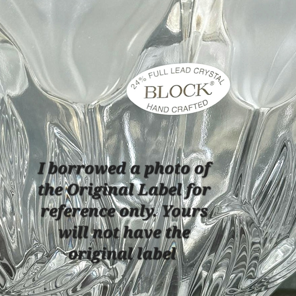9 3/8" 24% Lead Crystal Tulip Clear Frosted Raised Bowl by Block Made in Poland - Picture 3 of 13
